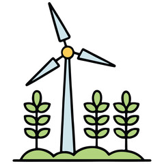 wind turbine and green plant