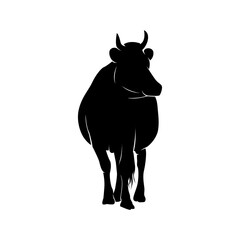 black silhouette of cow animal. animal symbol