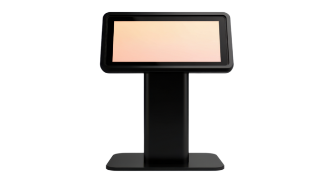 modern self service touchscreen kiosk for business on white background