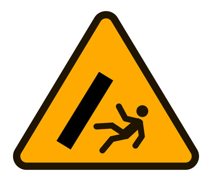 Triangular warning sign featuring a falling person and a falling object, emphasizing potential dangers and promoting safety awareness in various environments
