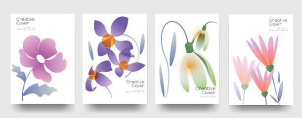 Set flowers background creative cover 