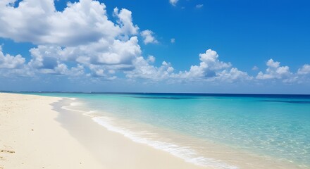 Obraz premium Serene White Sand Beach and Blue Sky