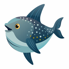Obraz premium Sunfish Vector Illustration on White Background Detailed Ocean Fish Design in CMYK with Helvetica and Courier