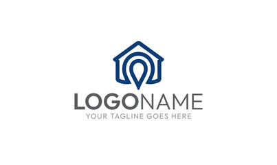 Home Location Icon: Minimalist House & Pinpoint Design Element logo