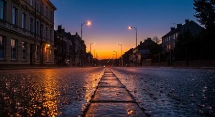 Fototapeta premium Rainy evening city street