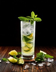 Refreshing Mojito Cocktail Lime, Mint, and Ice