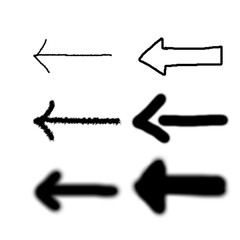 Grunge emphasis arrow vector. Grunge arrow brush icon. Grunge arrow paint set.