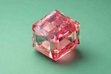 Obraz premium Pink cubic gemstone on mint green backdrop
