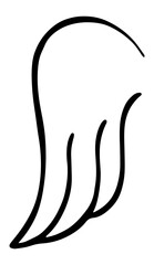Minimalist illustration of a wing, hand drawn with clean lines, creating a sense of lightness and freedom, suitable for various design applications