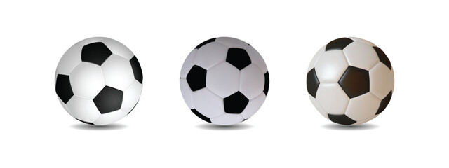 Set of Classic Black and White Soccer Balls Isolated on White Background