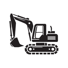 black and white Machinery Excavator Icon Vector Illustrations