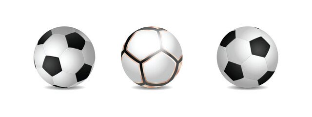 Set of Realistic Soccer Balls with Different Patterns and Colors Isolated on White Background