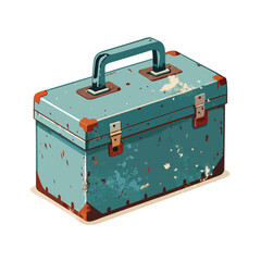 Antique Wooden Table with Distressed Finish, Retro Furniture Illustration for Interior Design