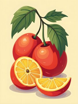 Acerola Fruits Art Illustration
