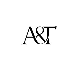 Initial Letter Logo. Ampersand Symbol. Logotype design. Simple Luxury Black Flat Vector AT
