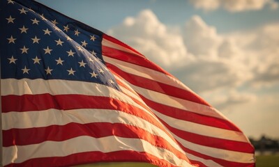 Waving national flag outdoors patriotism freedom symbol