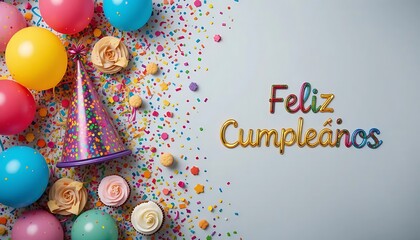 Happy Birthday Balloons Cakes Confetti