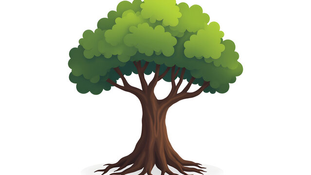 Tree With Roots on white background