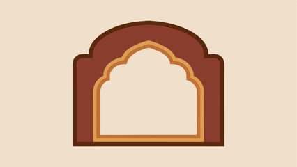 Obraz premium Decorative moorish arch frame vector illustration with brown and beige tones