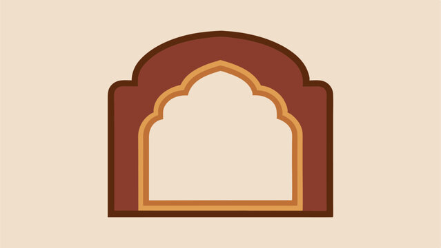 Decorative moorish arch frame vector illustration with brown and beige tones
