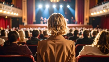 Woman watching theatre performance.