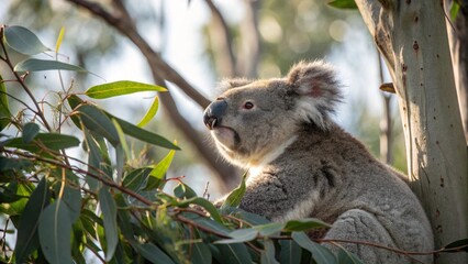 Fototapeta premium Koala perched on a tree