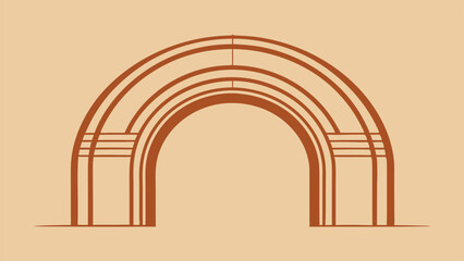 Simple brown archway vector minimalist design on beige background