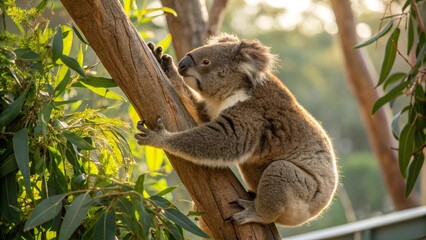 Koala perched on a tree