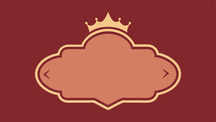 Elegant crown frame design with golden accents on reddish brown background