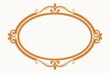 Elegant brown oval frame with floral ornament for design projects and invitation templates