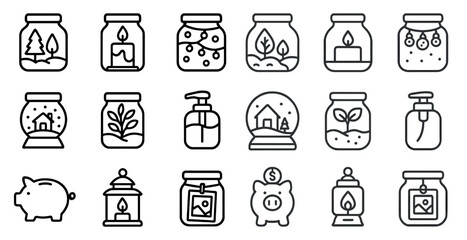 Home and relaxation outline icons set – cozy, minimal, lifestyle elements