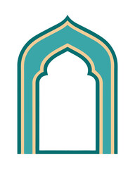 Simple arabic archway islamic design element in teal and beige colors