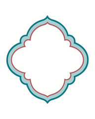 Elegant quatrefoil frame design decorative teal and coral isolated on white background