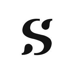 Naklejka premium Decorative letter S in black and white, for design projects