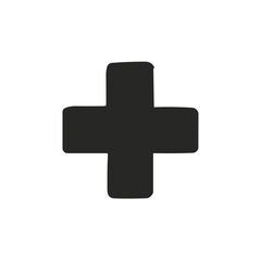 Simple black plus sign in a minimal style, concept of addition or positive affirmation