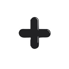Obraz premium Plus sign symbol in black, for medical or mathematical usage