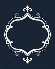 Elegant ornate frame design cream color on navy background vector graphic