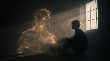 Psychologische Schatten und Identität – Spiel mit Licht und Selbstbild. Künstliche Intelligenz KI