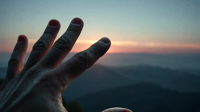 Hand Reaching Toward Sunlight 