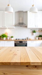 Wooden Kitchen Tabletop Background.