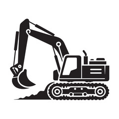 Naklejka premium black and white Machinery Excavator Icon Vector Illustrations