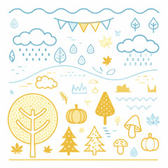Autumn Harvest Banner – Colorful Fall Leaves and Pumpkins Vector Design