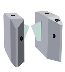 flap barrier gate.Turnstile icon. metal turnstile to block the passage without permission or identification