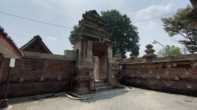 The atmosphere at the Mataram Grand Mosque complex in Kotagede, Yogyakarta, Indonesia during sunny weather