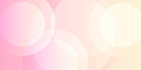 Minimalist banner background, pastel colorful, pink and yellow gradations. Circle effect style geometric, abstract background.