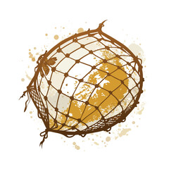 Retro Bird Feeder Illustration with Grunge Texture in a Square Frame