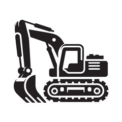 Naklejka premium black and white Machinery Excavator Icon Vector Illustrations