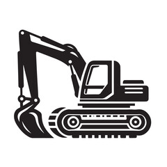 black and white Machinery Excavator Icon Vector Illustrations