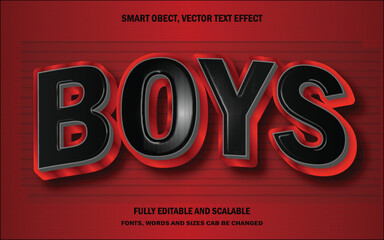 3d vector text effect boys word.