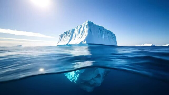 Stunning Split-Level View of an Iceberg Above and Below the Water Surface